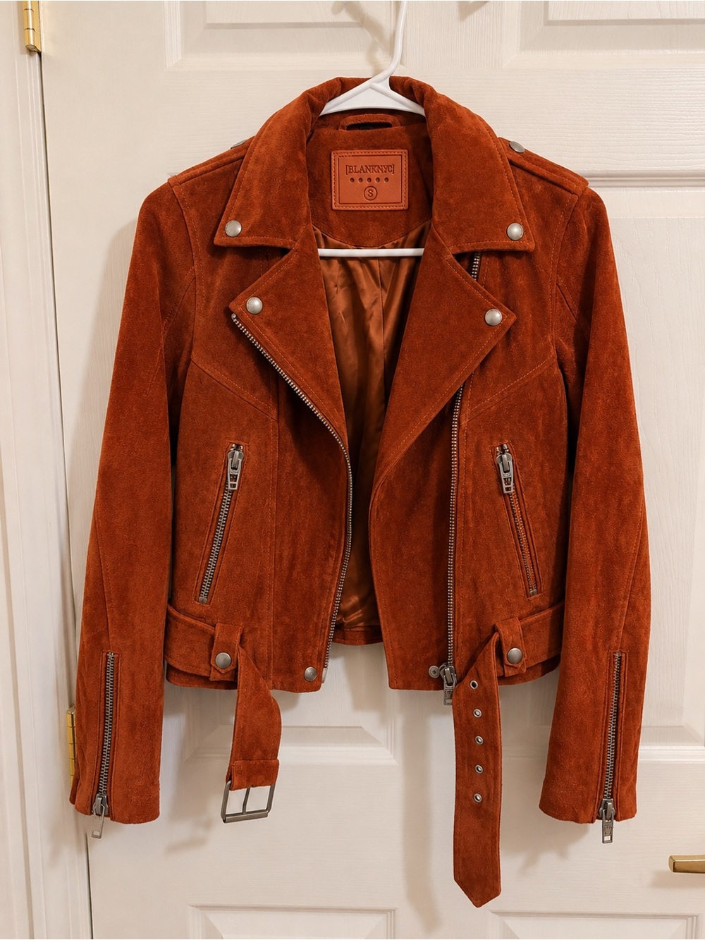 Blank NYC Burnt Orange Suede Moto Jacket